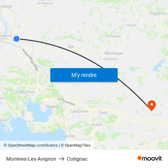 Morières-Lès-Avignon to Cotignac map