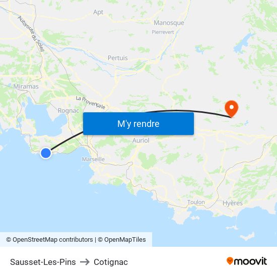 Sausset-Les-Pins to Cotignac map