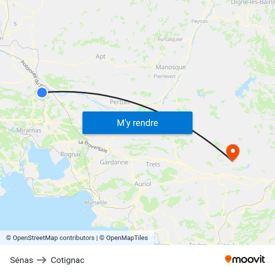 Sénas to Cotignac map