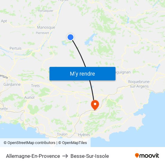 Allemagne-En-Provence to Besse-Sur-Issole map