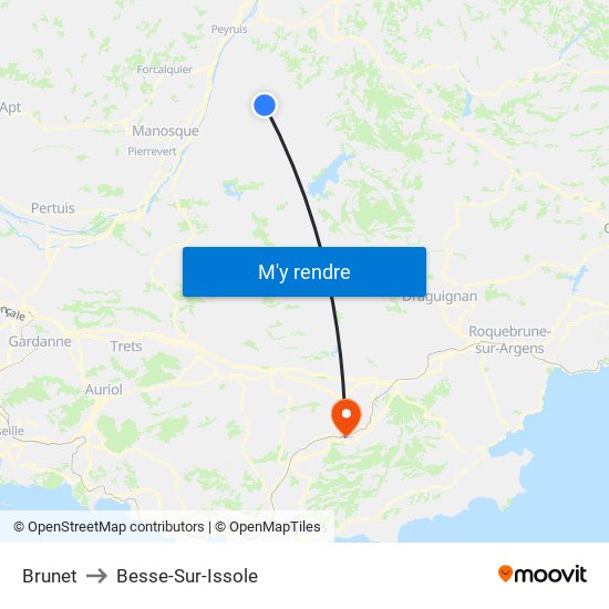 Brunet to Besse-Sur-Issole map