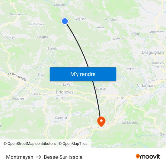 Montmeyan to Besse-Sur-Issole map