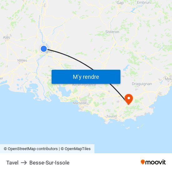 Tavel to Besse-Sur-Issole map