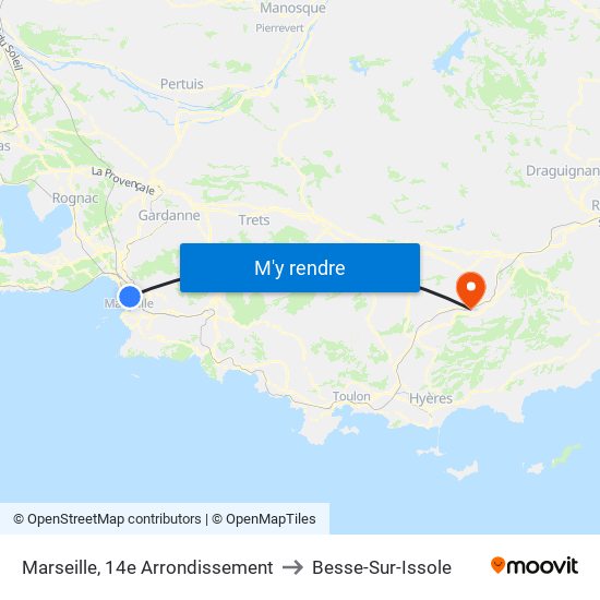 Marseille, 14e Arrondissement to Besse-Sur-Issole map
