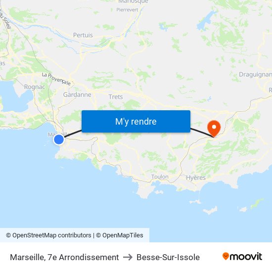 Marseille, 7e Arrondissement to Besse-Sur-Issole map
