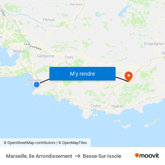 Marseille, 8e Arrondissement to Besse-Sur-Issole map
