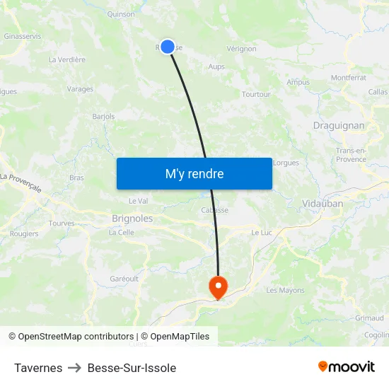 Tavernes to Besse-Sur-Issole map
