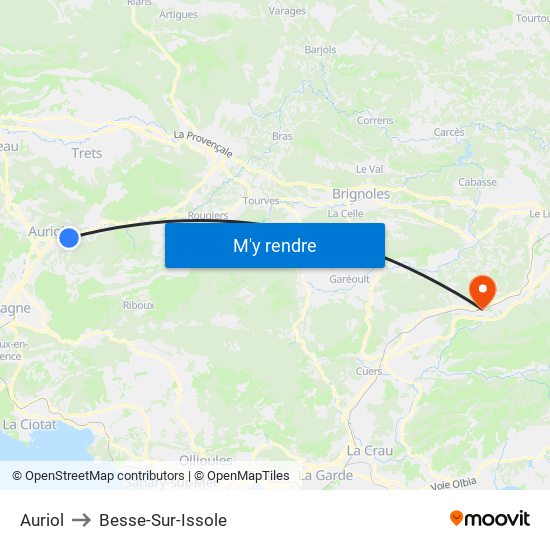 Auriol to Besse-Sur-Issole map