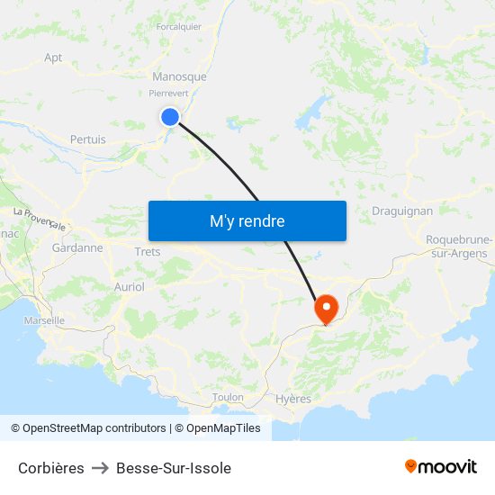 Corbières to Besse-Sur-Issole map