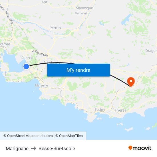 Marignane to Besse-Sur-Issole map