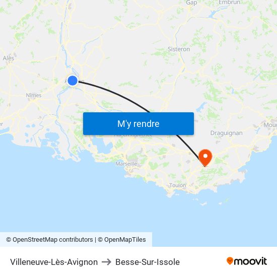 Villeneuve-Lès-Avignon to Besse-Sur-Issole map