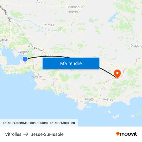 Vitrolles to Besse-Sur-Issole map