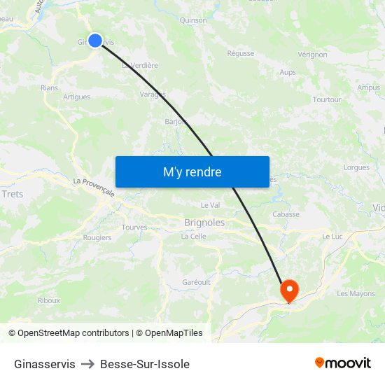 Ginasservis to Besse-Sur-Issole map