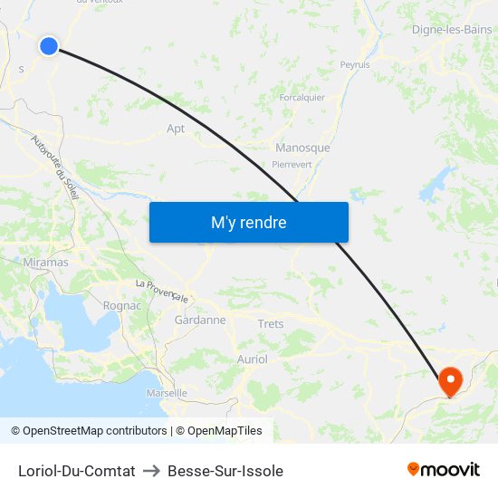 Loriol-Du-Comtat to Besse-Sur-Issole map