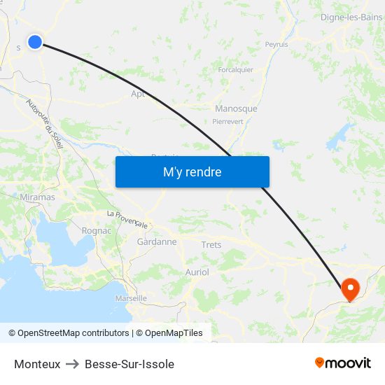 Monteux to Besse-Sur-Issole map