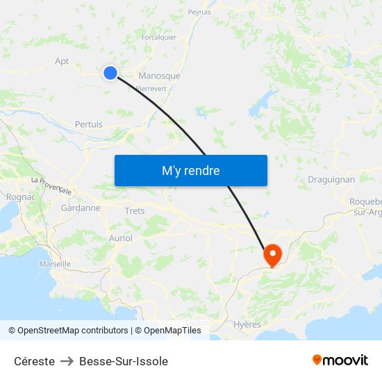 Céreste to Besse-Sur-Issole map