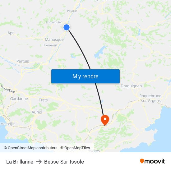 La Brillanne to Besse-Sur-Issole map