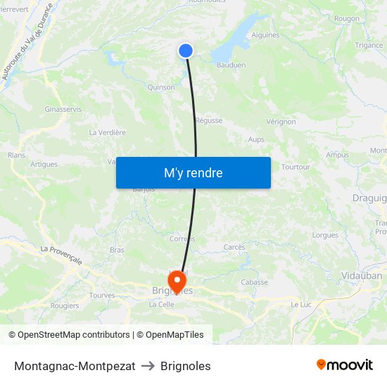 Montagnac-Montpezat to Brignoles map