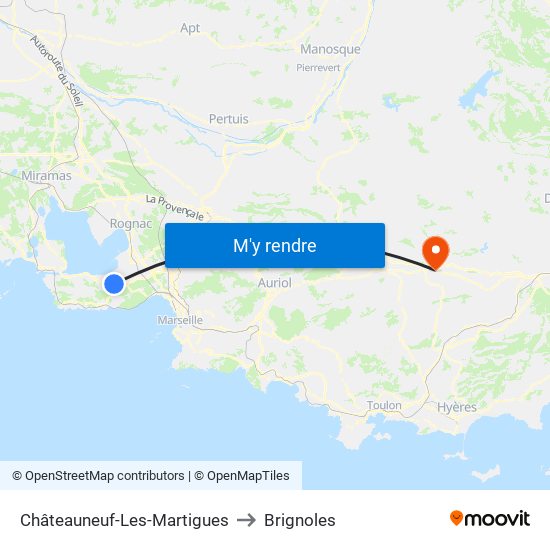 Châteauneuf-Les-Martigues to Brignoles map