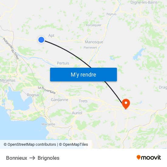 Bonnieux to Brignoles map