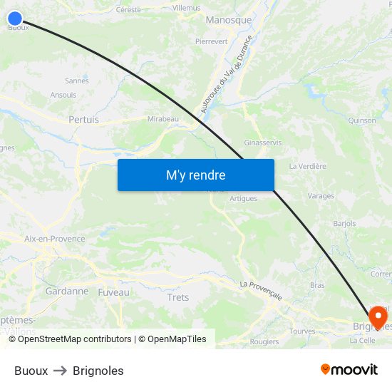 Buoux to Brignoles map