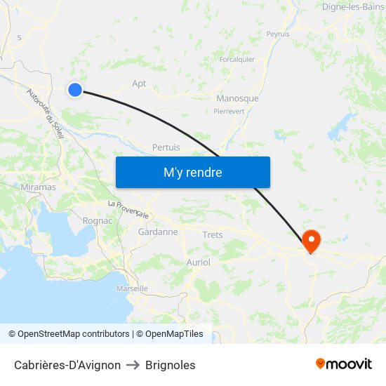 Cabrières-D'Avignon to Brignoles map