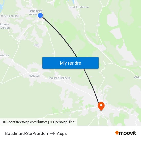 Baudinard-Sur-Verdon to Aups map