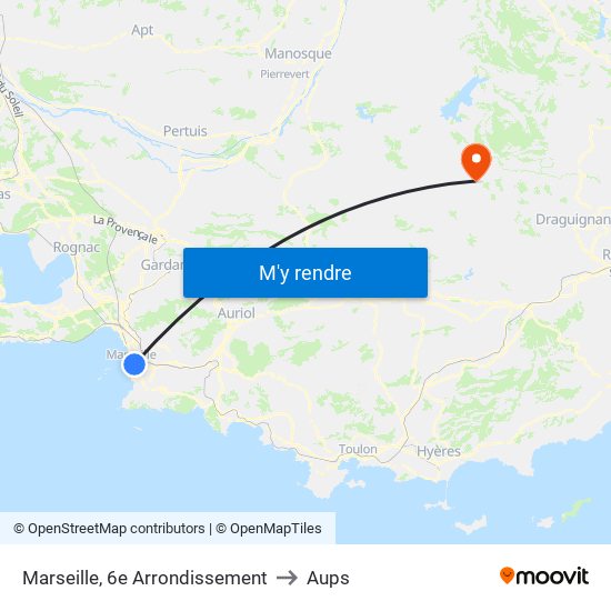 Marseille, 6e Arrondissement to Aups map