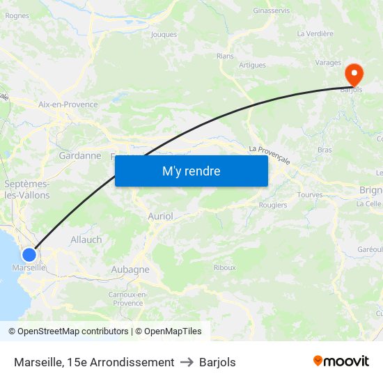 Marseille, 15e Arrondissement to Barjols map