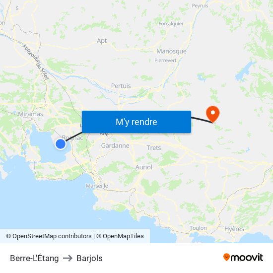 Berre-L'Étang to Barjols map