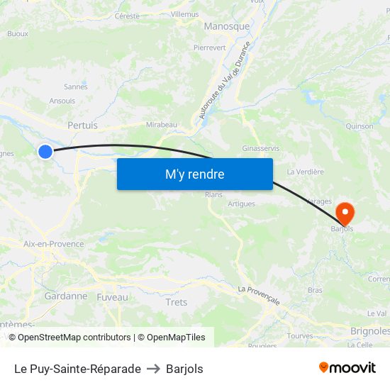 Le Puy-Sainte-Réparade to Barjols map