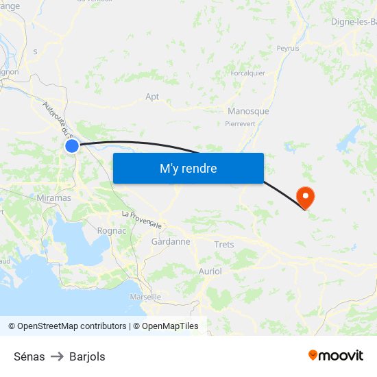 Sénas to Barjols map