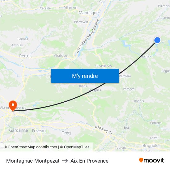 Montagnac-Montpezat to Aix-En-Provence map