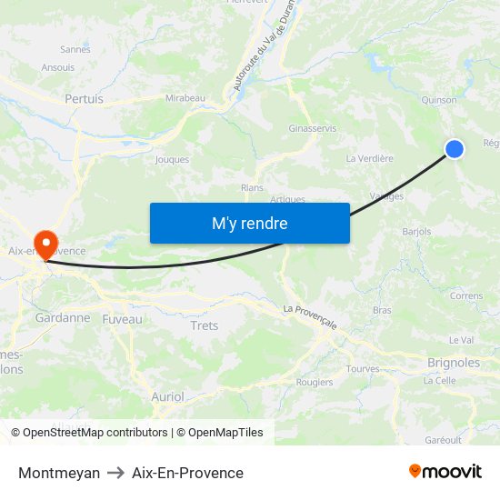 Montmeyan to Aix-En-Provence map