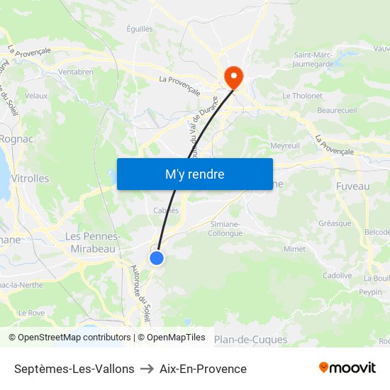 Septèmes-Les-Vallons to Aix-En-Provence map