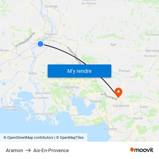 Aramon to Aix-En-Provence map