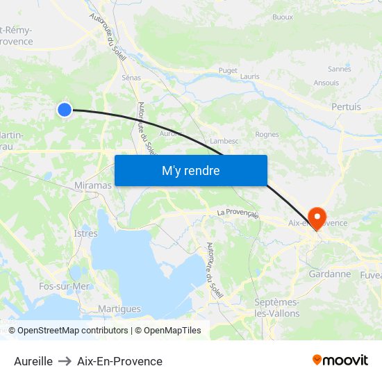 Aureille to Aix-En-Provence map