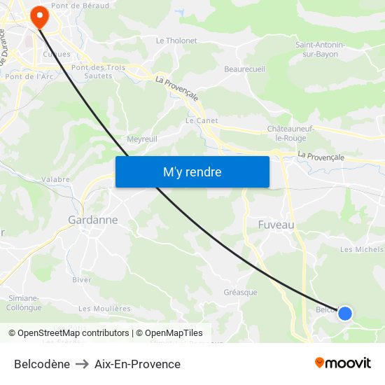 Belcodène to Aix-En-Provence map