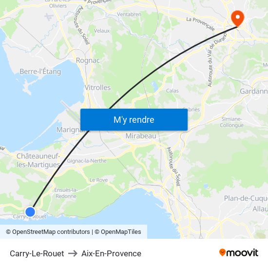 Carry-Le-Rouet to Aix-En-Provence map