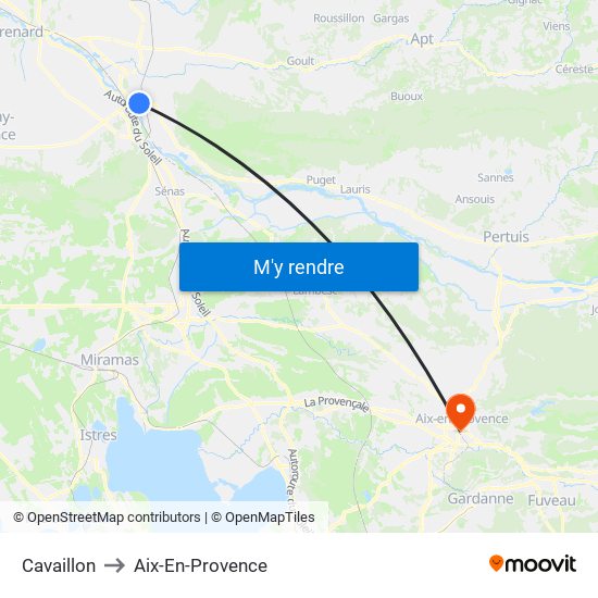 Cavaillon to Aix-En-Provence map