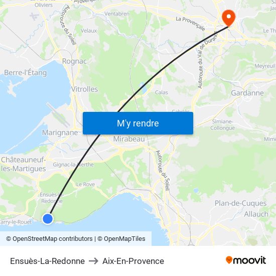 Ensuès-La-Redonne to Aix-En-Provence map