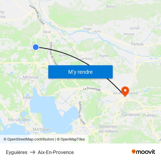 Eyguières to Aix-En-Provence map