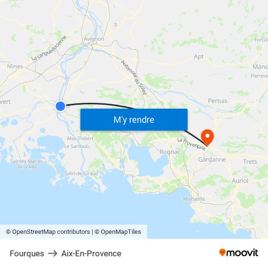 Fourques to Aix-En-Provence map