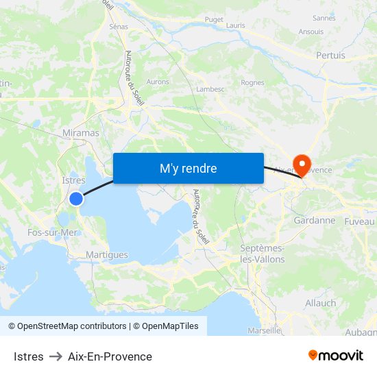 Istres to Aix-En-Provence map