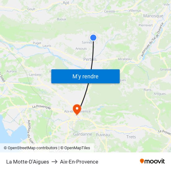 La Motte-D'Aigues to Aix-En-Provence map