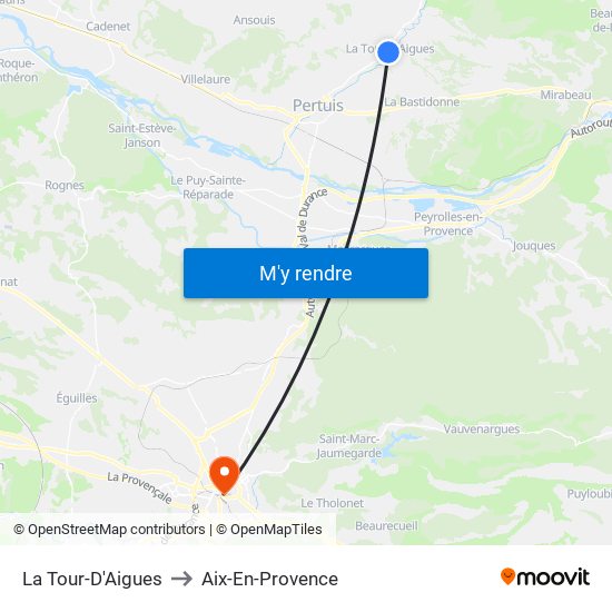 La Tour-D'Aigues to Aix-En-Provence map