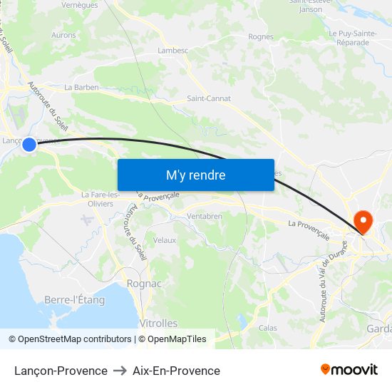 Lançon-Provence to Aix-En-Provence map