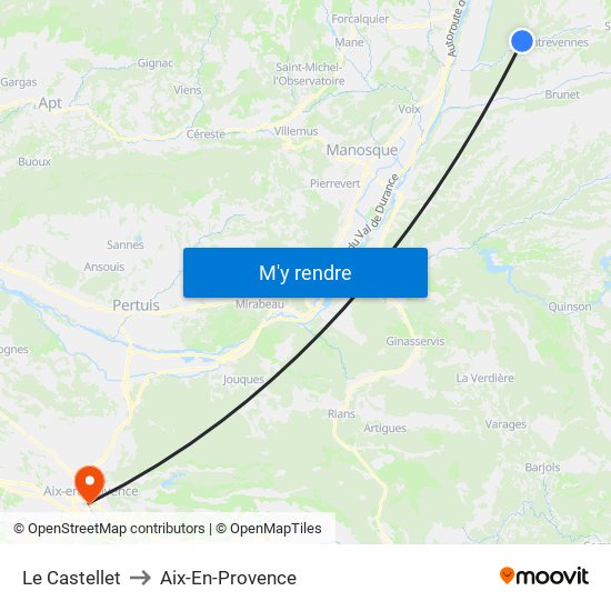 Le Castellet to Aix-En-Provence map