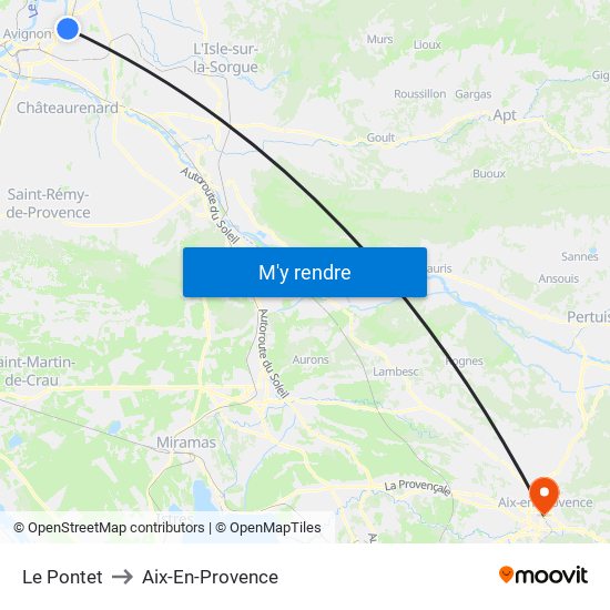 Le Pontet to Aix-En-Provence map