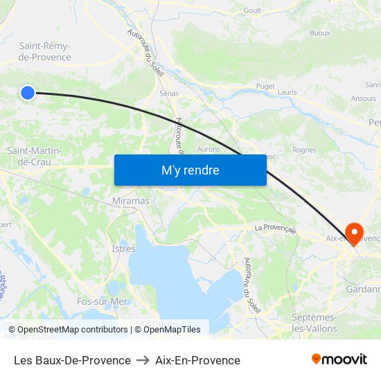 Les Baux-De-Provence to Aix-En-Provence map